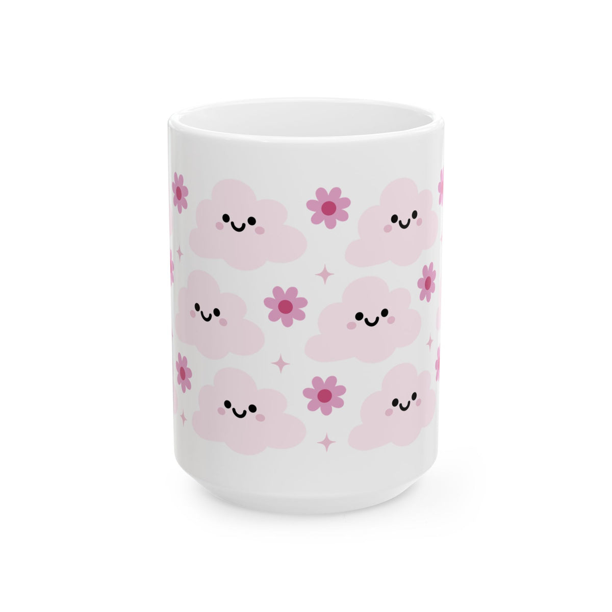 Happy Cloud Pink Cute Ceramic Mug Coffee Cup (11oz & 15oz)