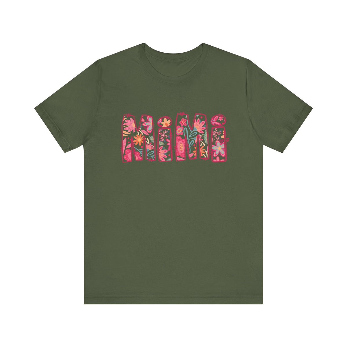 Mimi Boho Pink Floral Graphic T‑Shirt Flower Pattern Grandmother Tee
