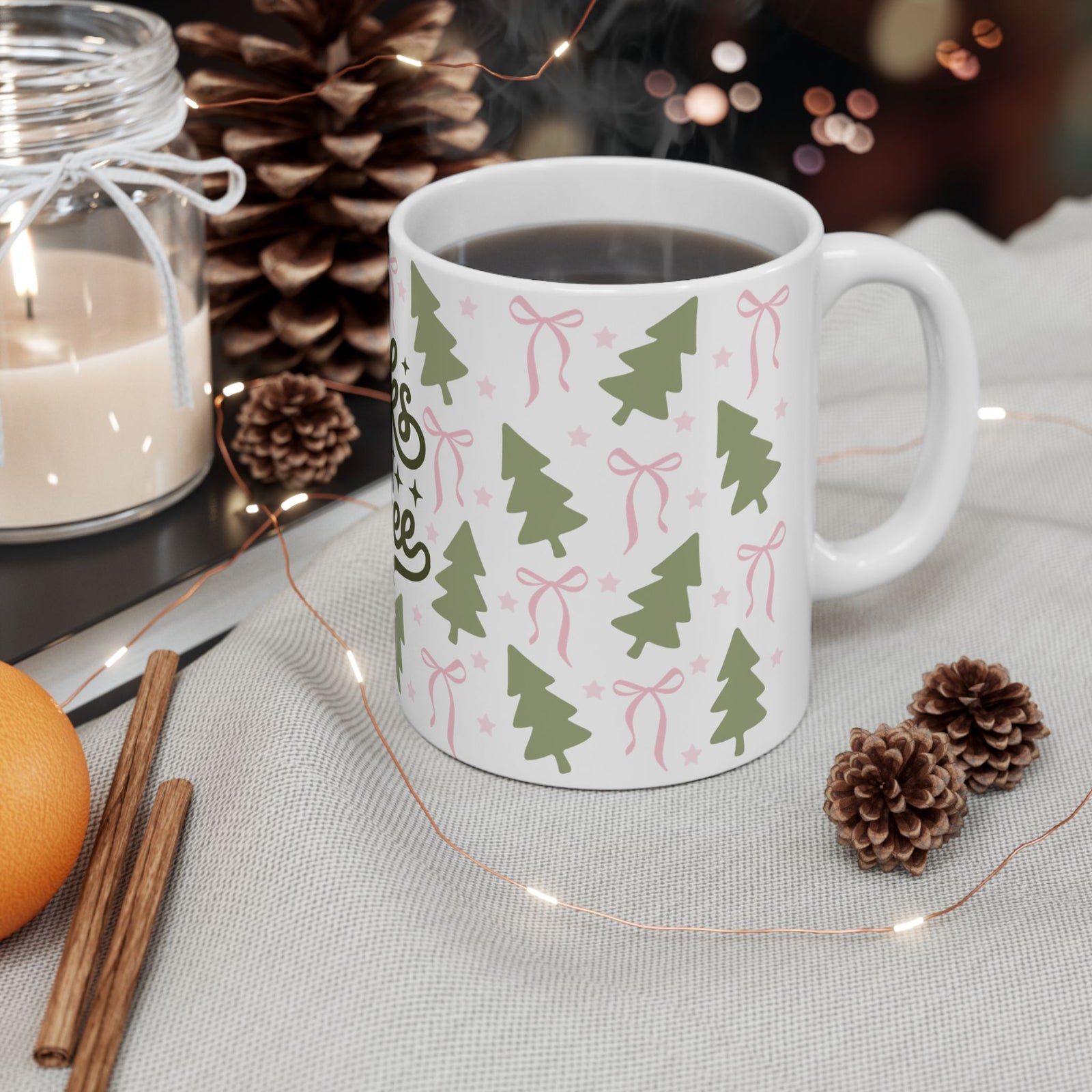 Books & Coffee Coquette Trees Ceramic Mug Coffee Cup (11oz & 15oz)