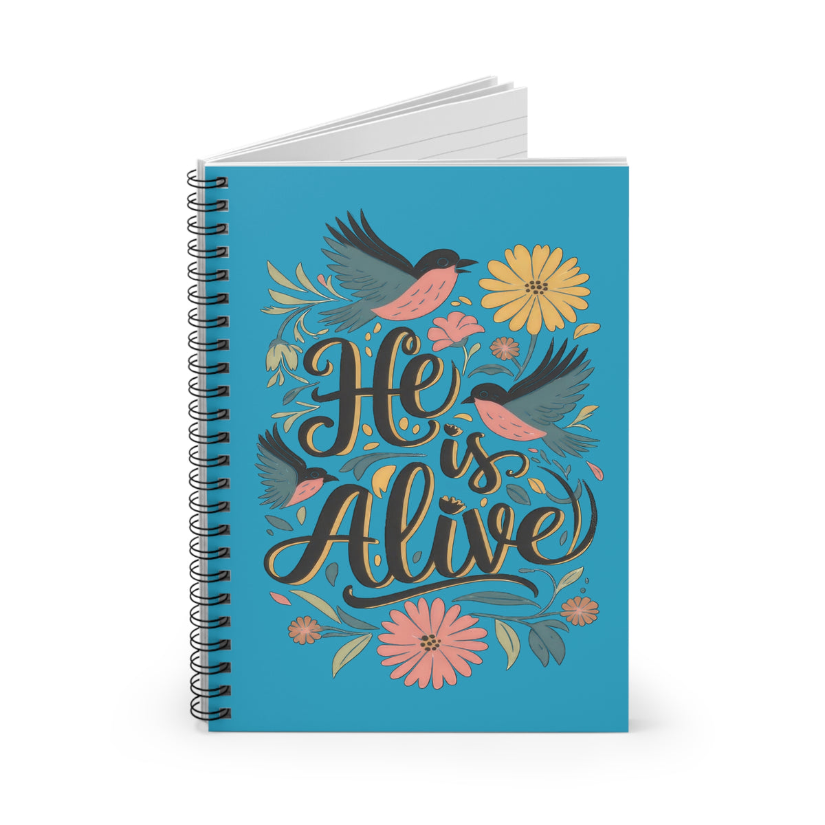 He Is Alive Floral Birds Spiral Notebook Inspirational Christian Ruled Journal