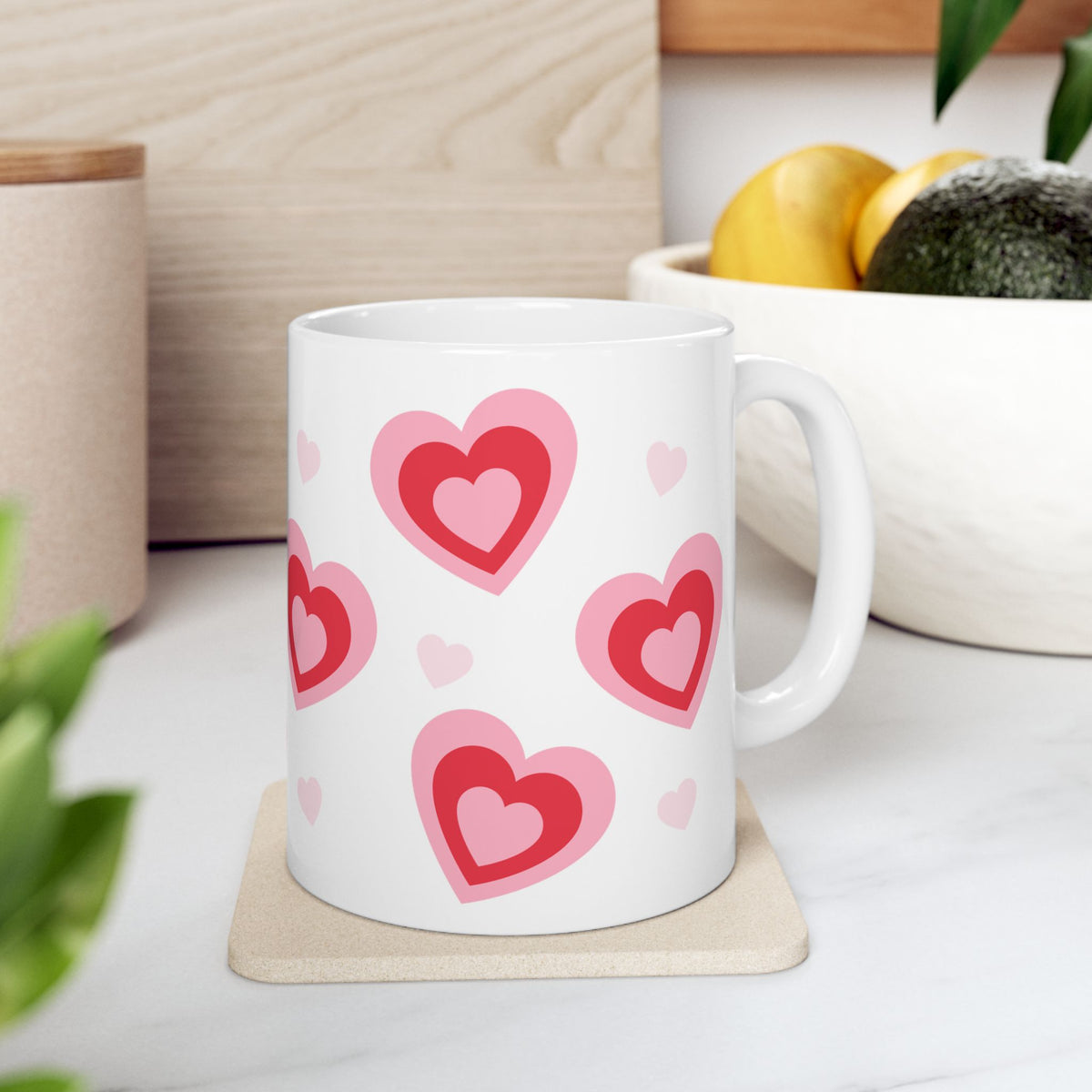 Retro Hearts Mug — Cute Valentine’s Day Coffee Cup (11oz & 15oz) - Sydney So Sweet