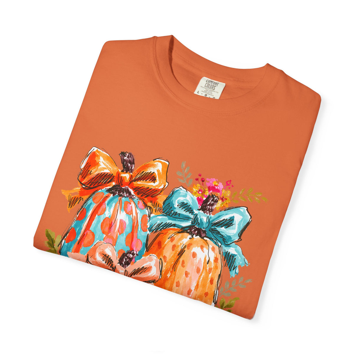 Floral Preppy Coquette Fall Pumpkin T-Shirt Cute Watercolor Graphic Tee