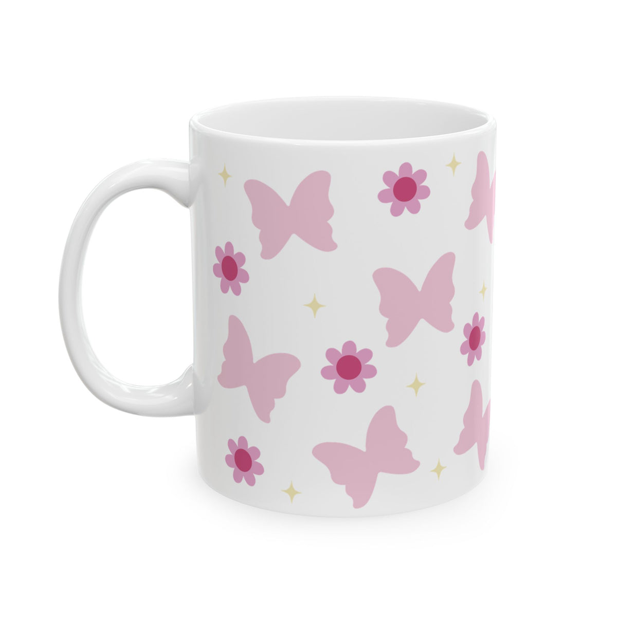 Butterflies & Daisies Cute Ceramic Mug Coffee Cup (11oz & 15oz)