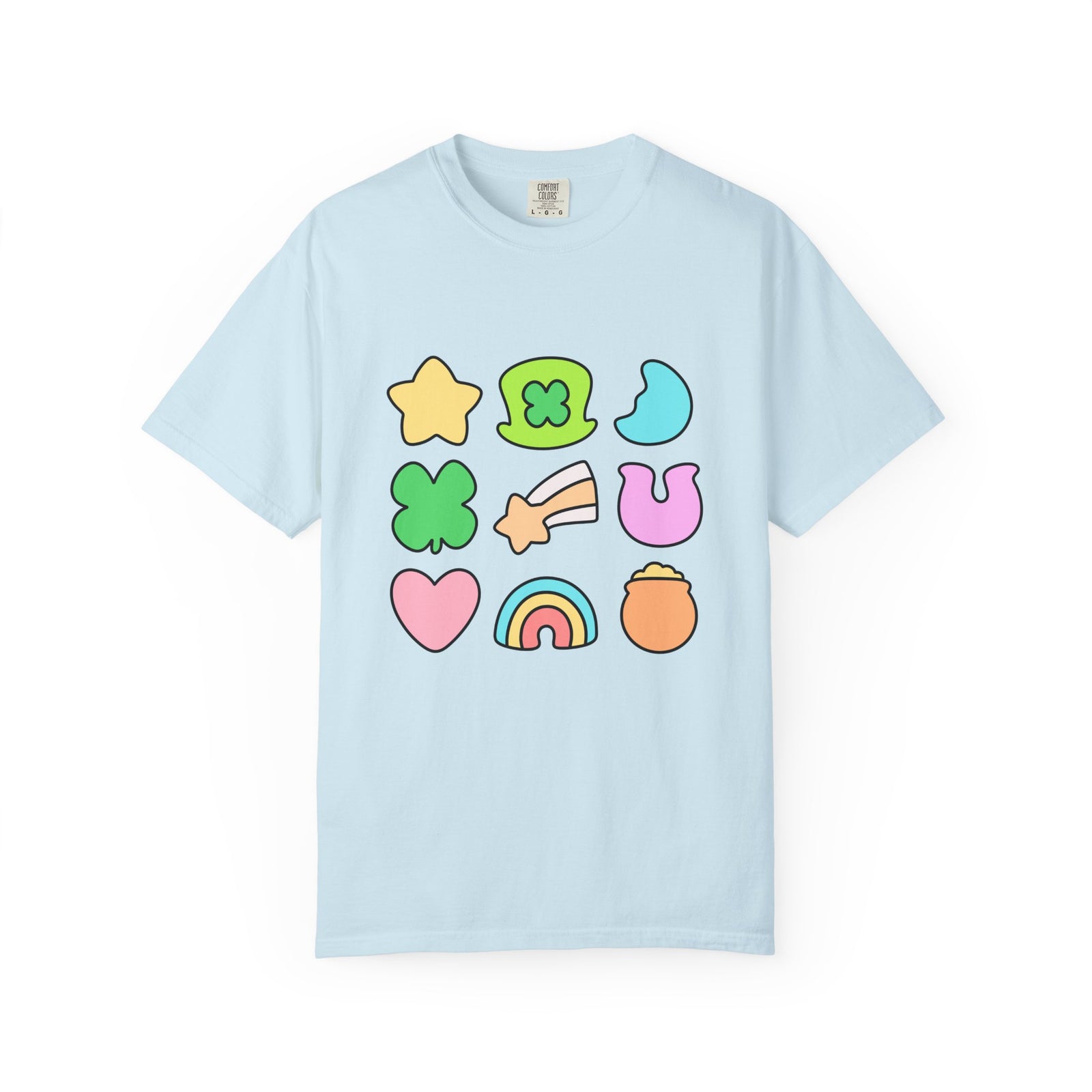 Lucky Charm Icons Graphic T-Shirt Pastel St. Patrick’s Day Unisex Short Sleeve Tee
