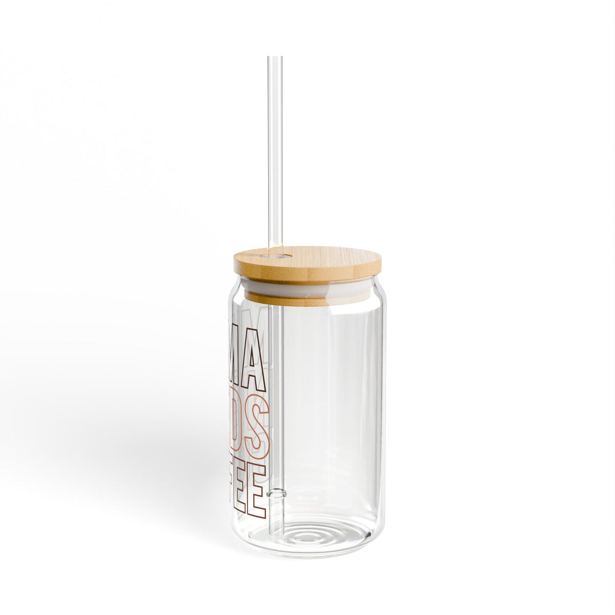 Mama Needs Coffee Sipper Glass 16oz Reusable Drink Jar with Lid & Straw