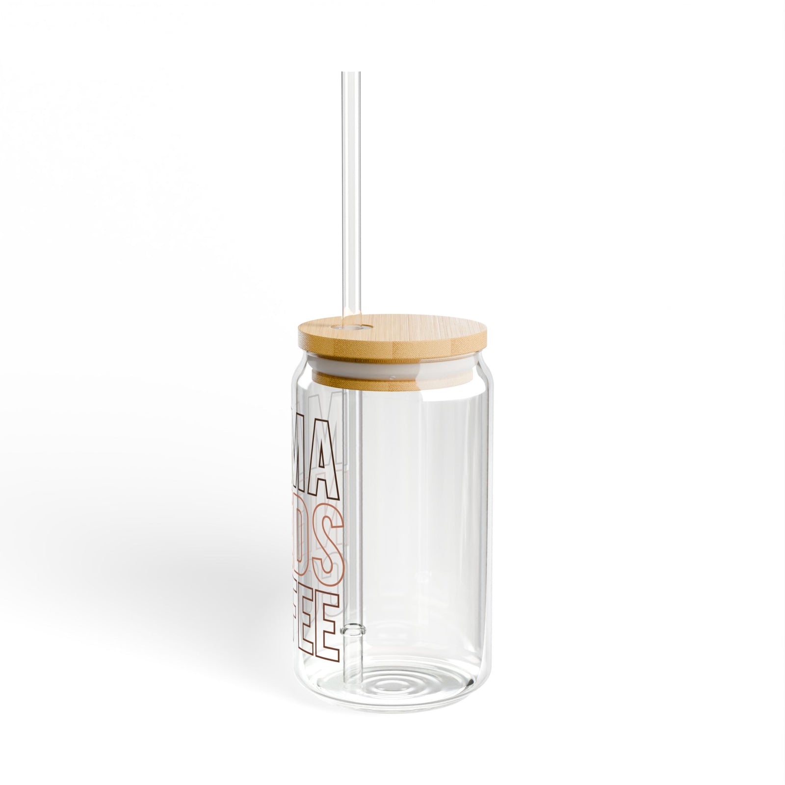 Mama Needs Coffee Sipper Glass 16oz Reusable Drink Jar with Lid & Straw