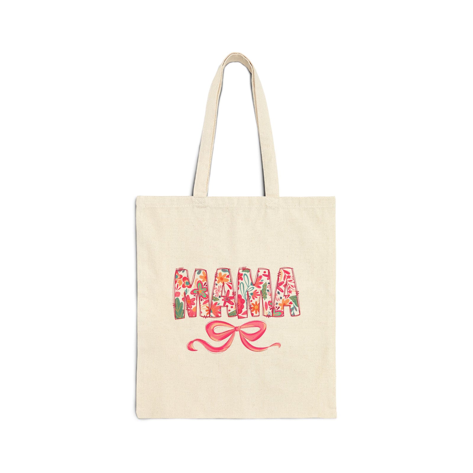 Mama Floral Tote Bag Cotton Canvas Grocery & Market Bag for Moms
