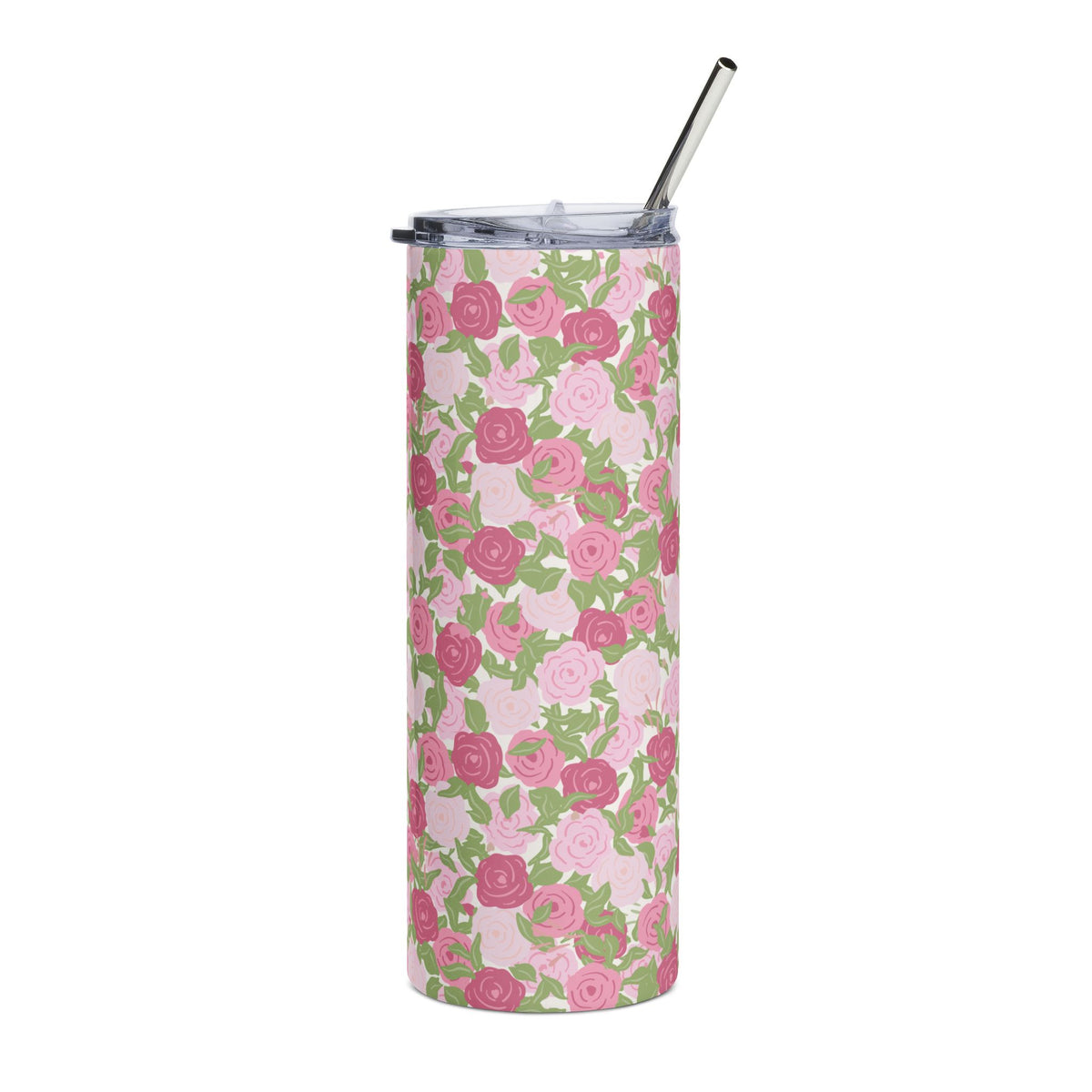 Preppy Pink Rose 20oz Stainless Steel Tumbler Insulated Travel Cup