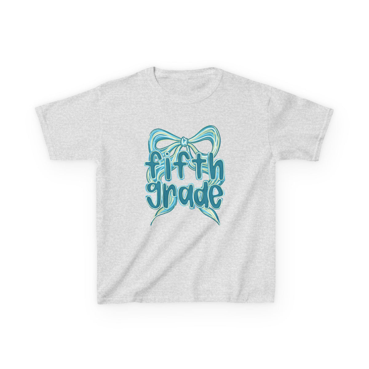 Fifth Grade Kids Tee Cute Blue Coquette Bow Back to School 5th Grade T-Shirt