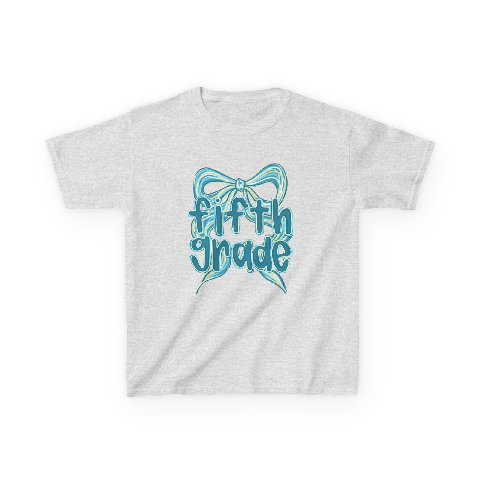 Fifth Grade Kids Tee Cute Blue Coquette Bow Back to School 5th Grade T-Shirt