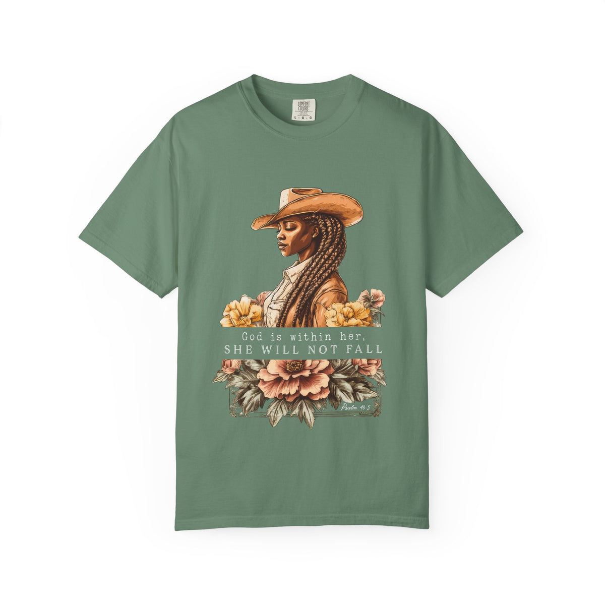God is With Her She Will Not Fall T-Shirt Floral Cowgirl Empowerment Tee
