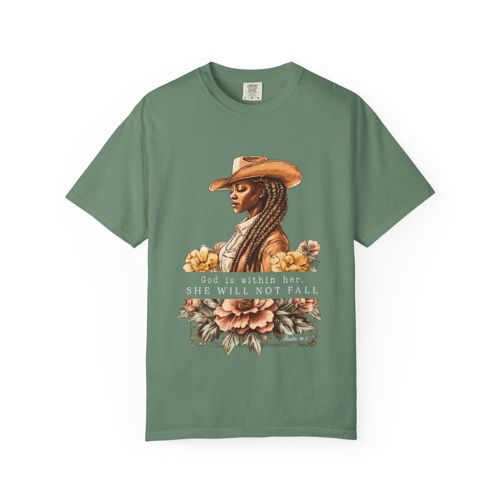 God is With Her She Will Not Fall T-Shirt Floral Cowgirl Empowerment Tee