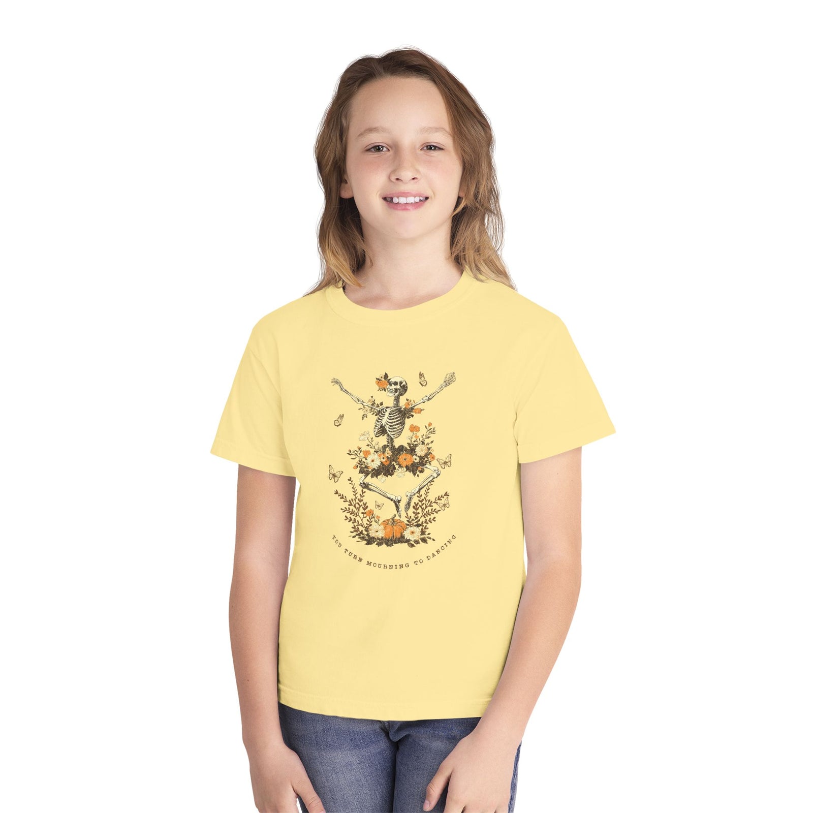You Turn Mourning into Dancing T-Shirt Dancing Skeleton Halloween Kids Christian Tee