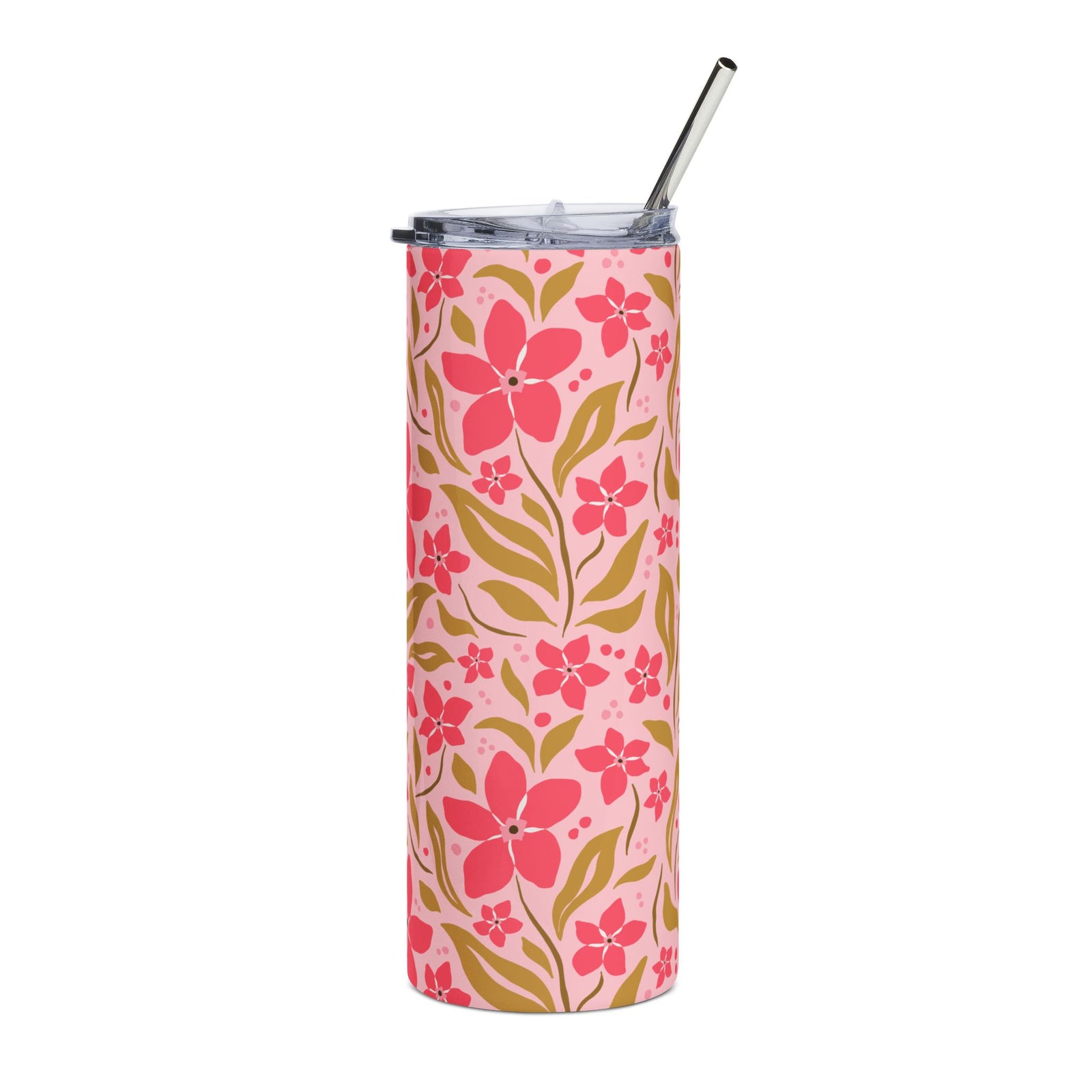 Hot Pink Summer Floral 20oz Stainless Steel Tumbler Insulated Travel Cup