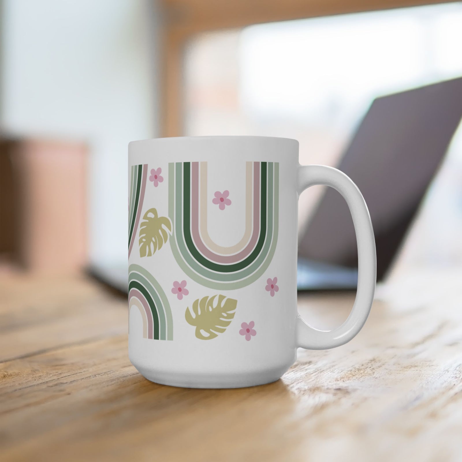 Retro In Bloom Cute Ceramic Mug Coffee Cup (11oz & 15oz)