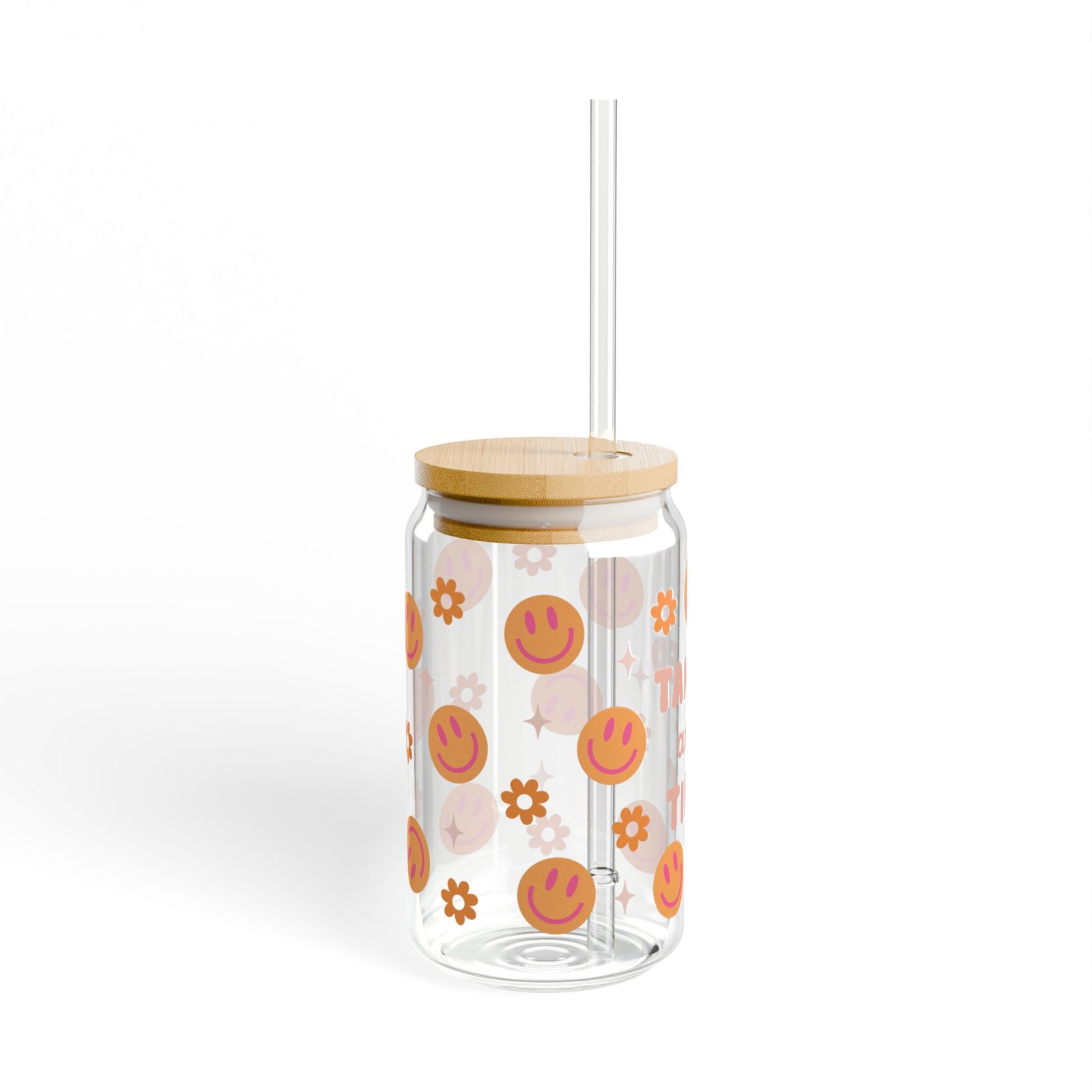 Tanned & Tipsy Tumbler Sipper Glass 16oz — Reusable Drink Jar with Lid & Straw