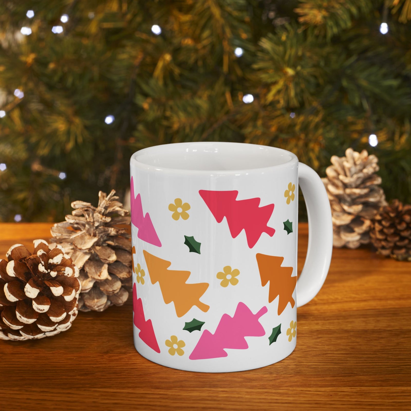 Groovy Christmas Holiday Ceramic Mug Coffee Cup (11oz & 15oz)