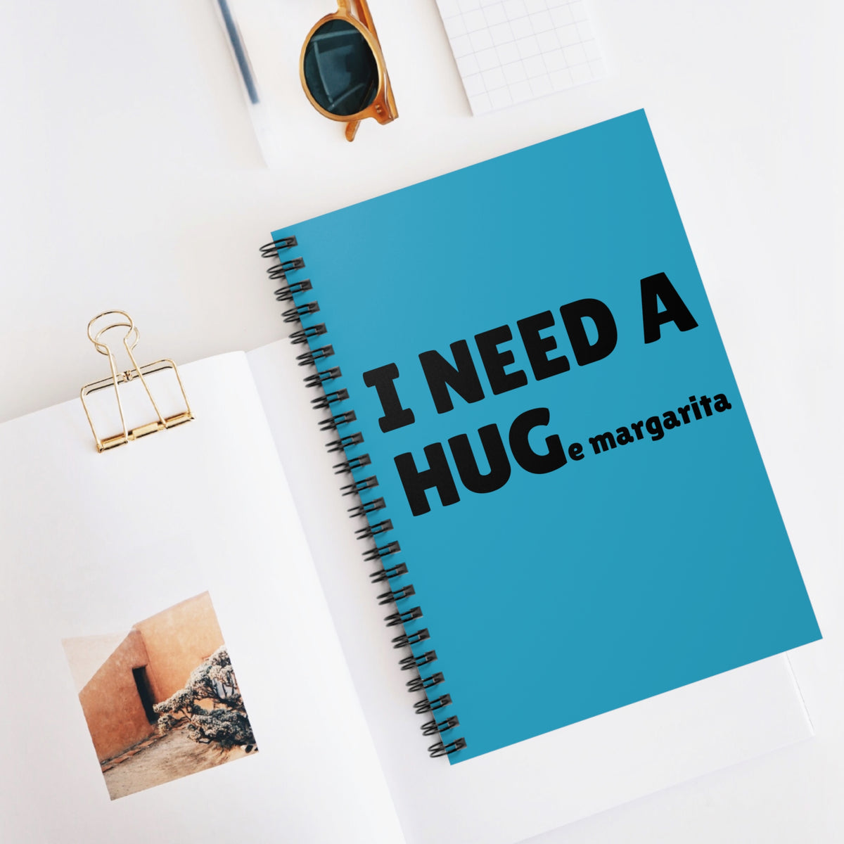 I Need a Hug(e) Margarita Spiral Notebook Funny Cocktail Ruled Journal