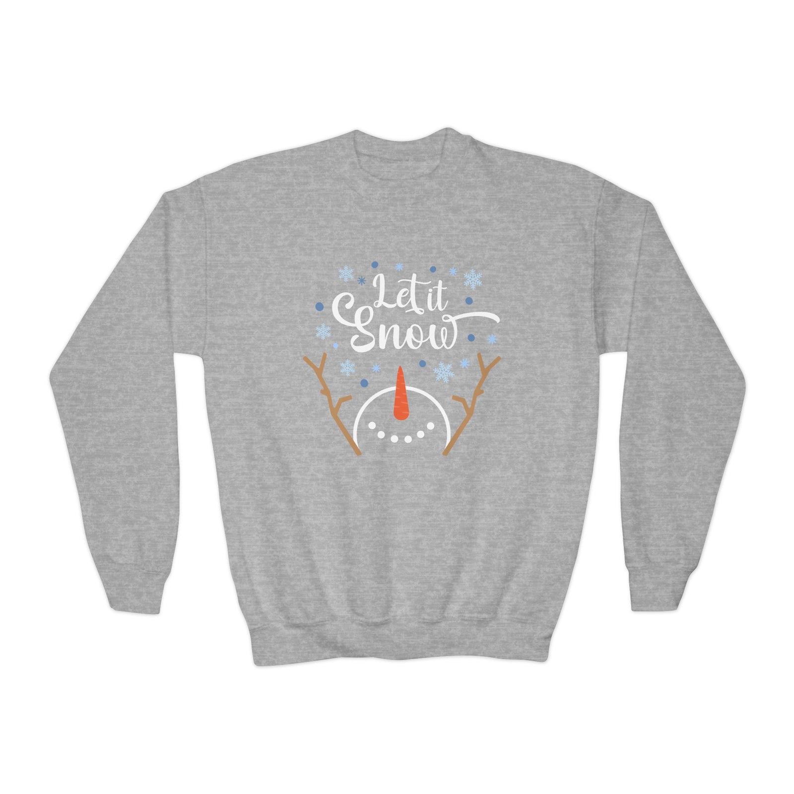 Let it Snow Happy Snowman Winter Crewneck Unisex Youth Sweatshirt