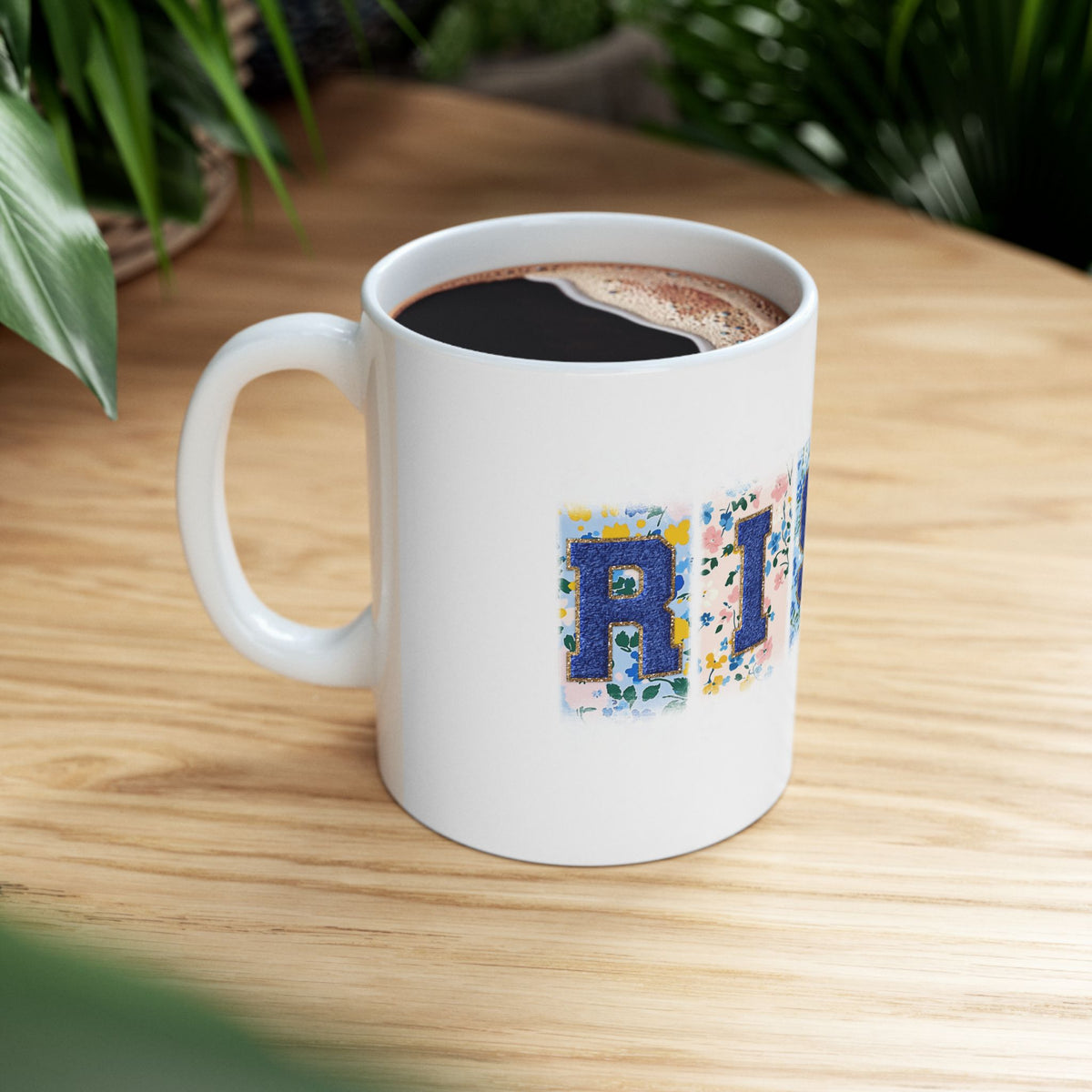 Risen Floral Faux Patch Christian Easter Ceramic Mug Coffee Cup (11oz & 15oz)