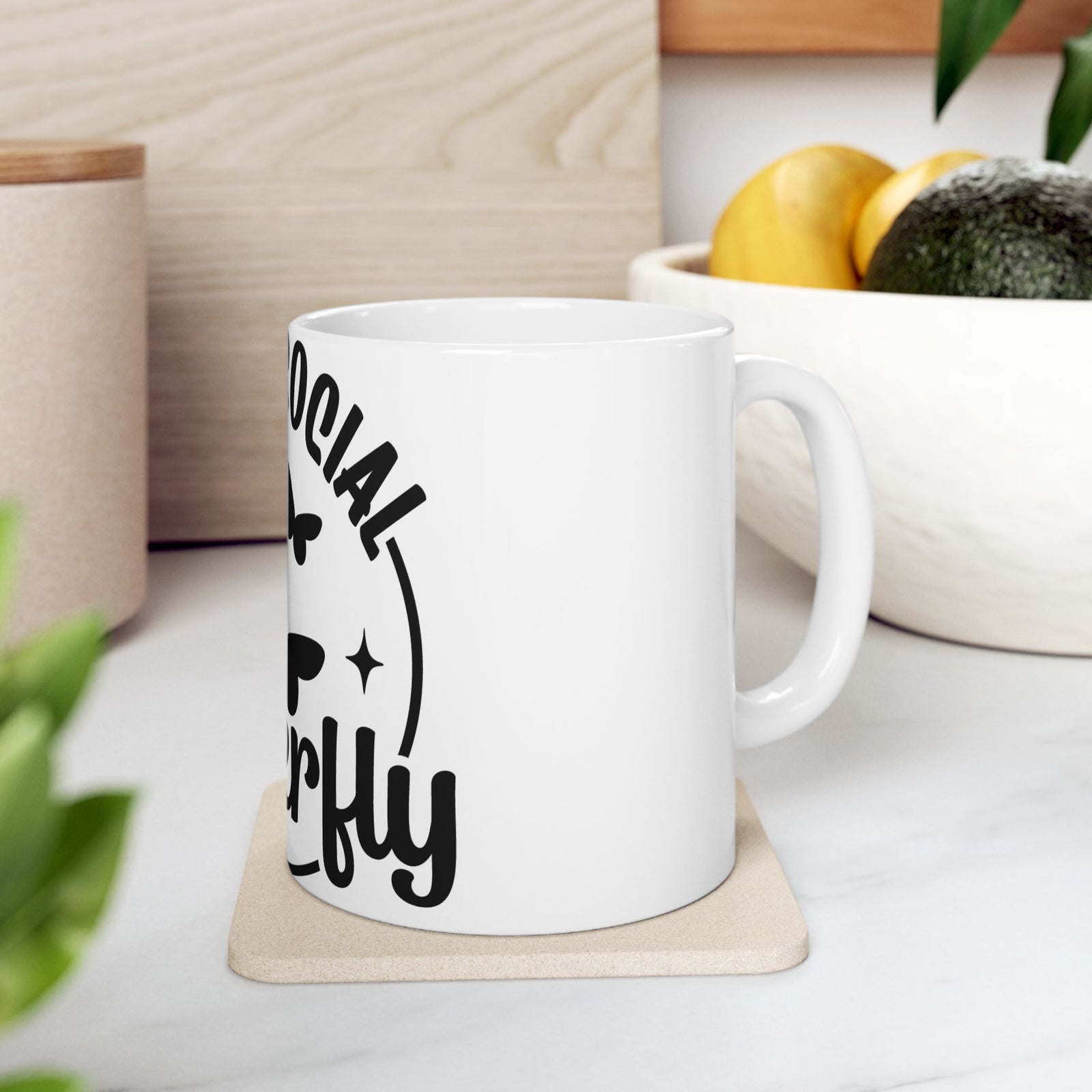 Anti-Social Butterfly Cute Ceramic Mug Coffee Cup (11oz & 15oz)