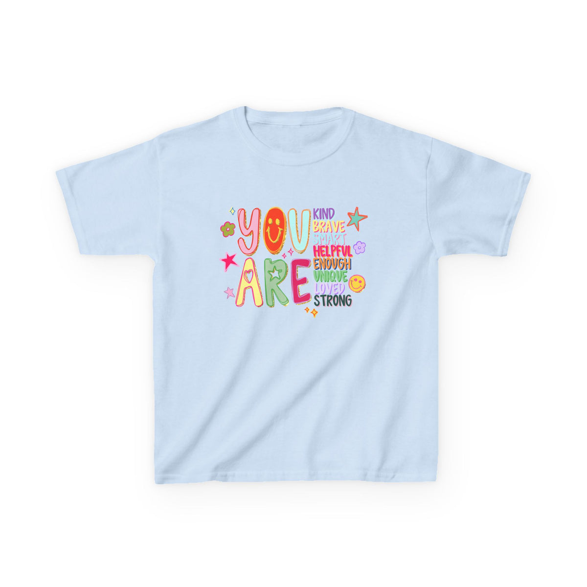 You are Enough Colorful Kids T-Shirt Youth Inspirational Graphic Tee
