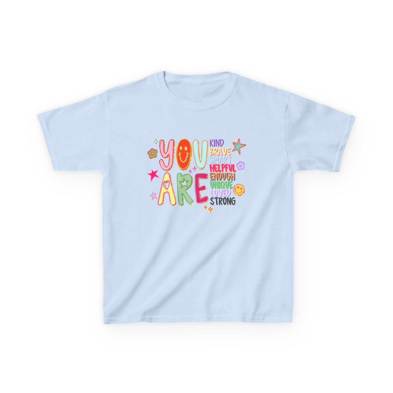 You are Enough Colorful Kids T-Shirt Youth Inspirational Graphic Tee
