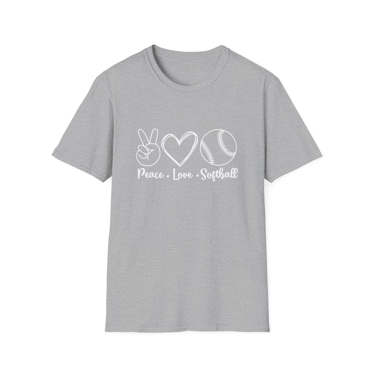 Peace Love Softball Repeat Graphic T-Shirt Cute Sports Mom Tee (12 Team Colors)