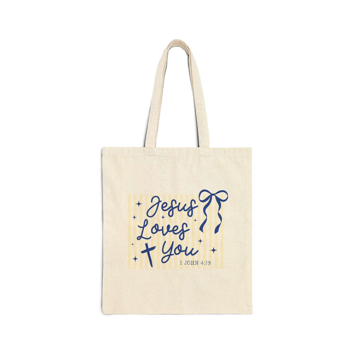 Jesus Loves You Cotton Canvas Tote Bag Faith Bible Study Tote