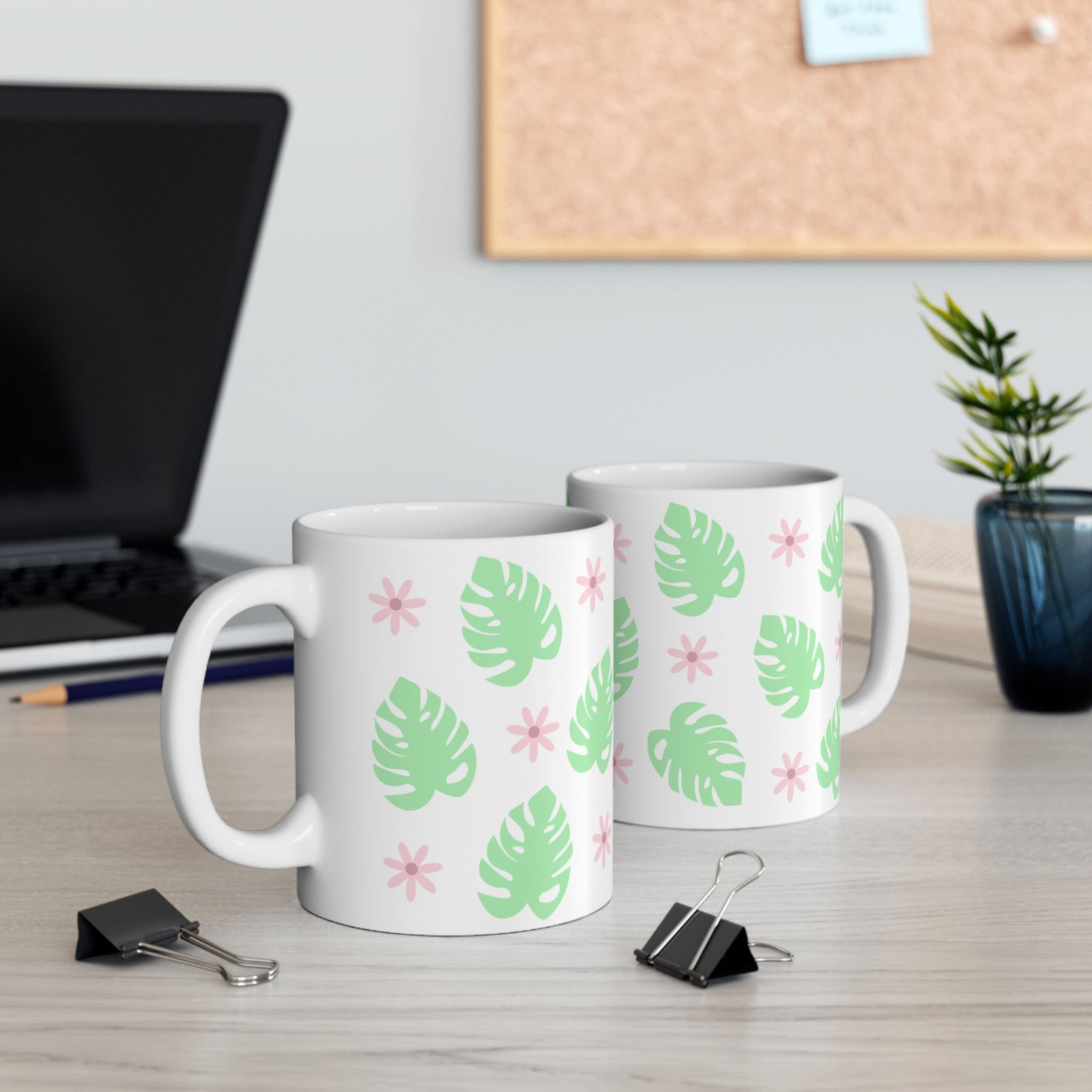 Monstera Plant Cute Ceramic Mug Coffee Cup (11oz & 15oz)