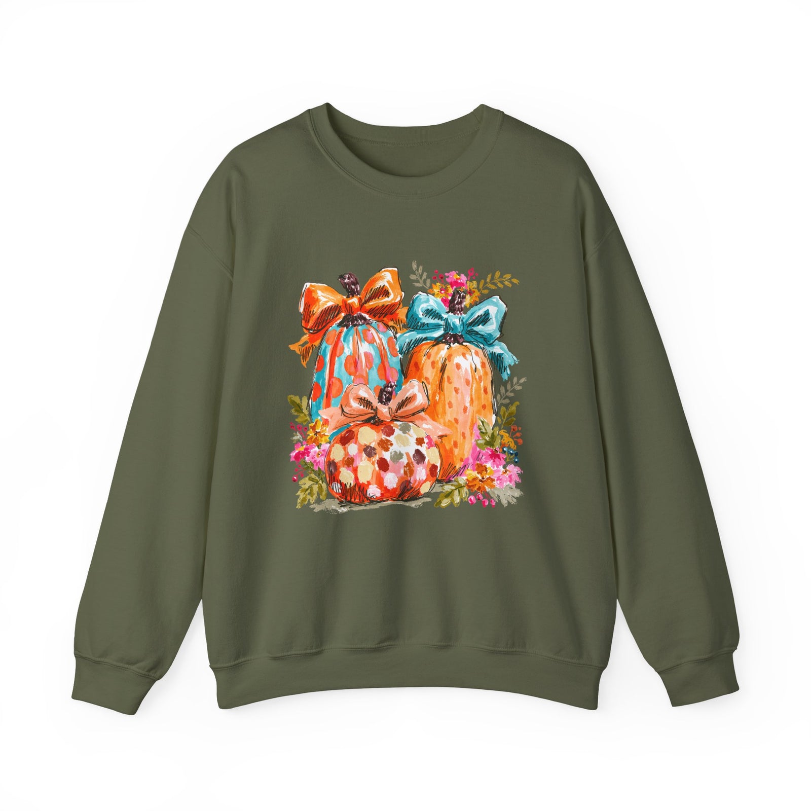 Floral Preppy Coquette Fall Pumpkin Sweatshirt Cute Watercolor Graphic Pullover