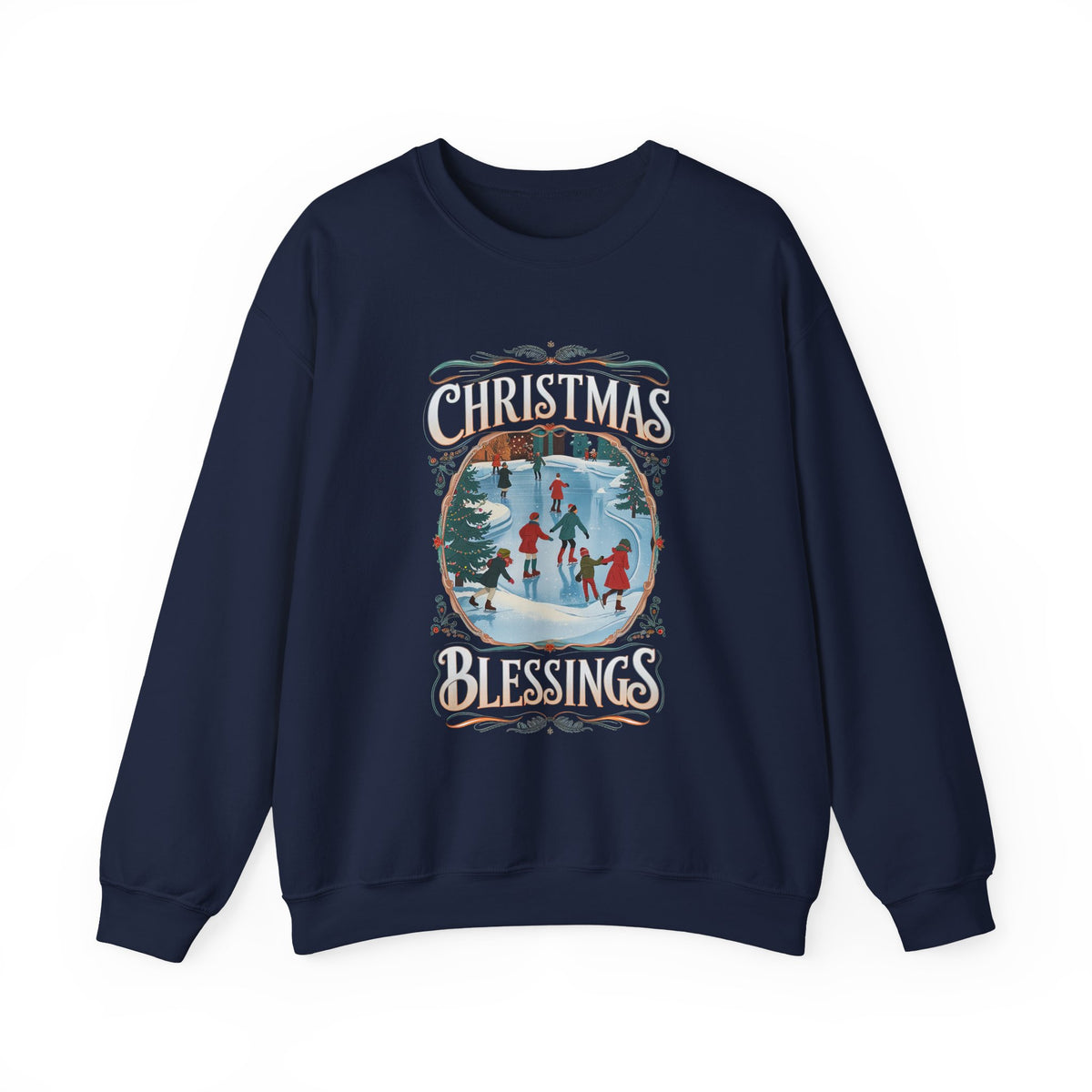 Christmas Blessings Ice Skating Crewneck Unisex Sweatshirt