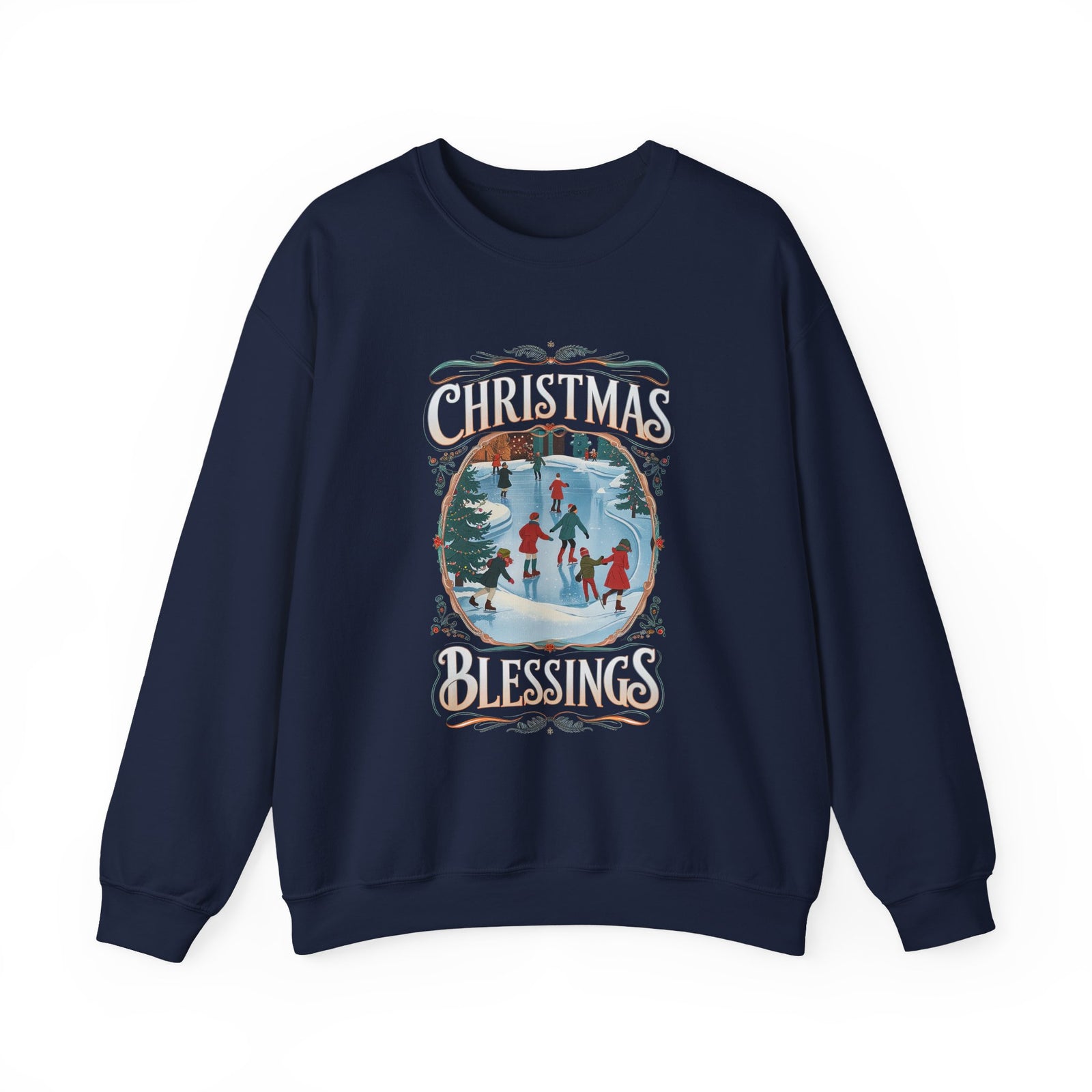Christmas Blessings Ice Skating Crewneck Unisex Sweatshirt