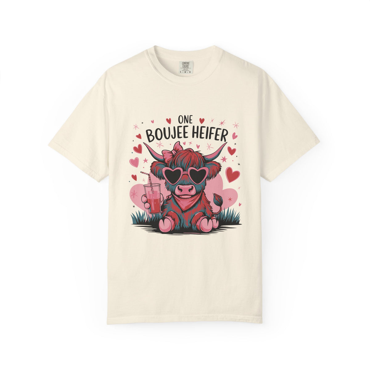 One Boujee Heifer Cute Cow Valentine's Day Graphic T-Shirt Short Sleeve Tee - Sydney So Sweet