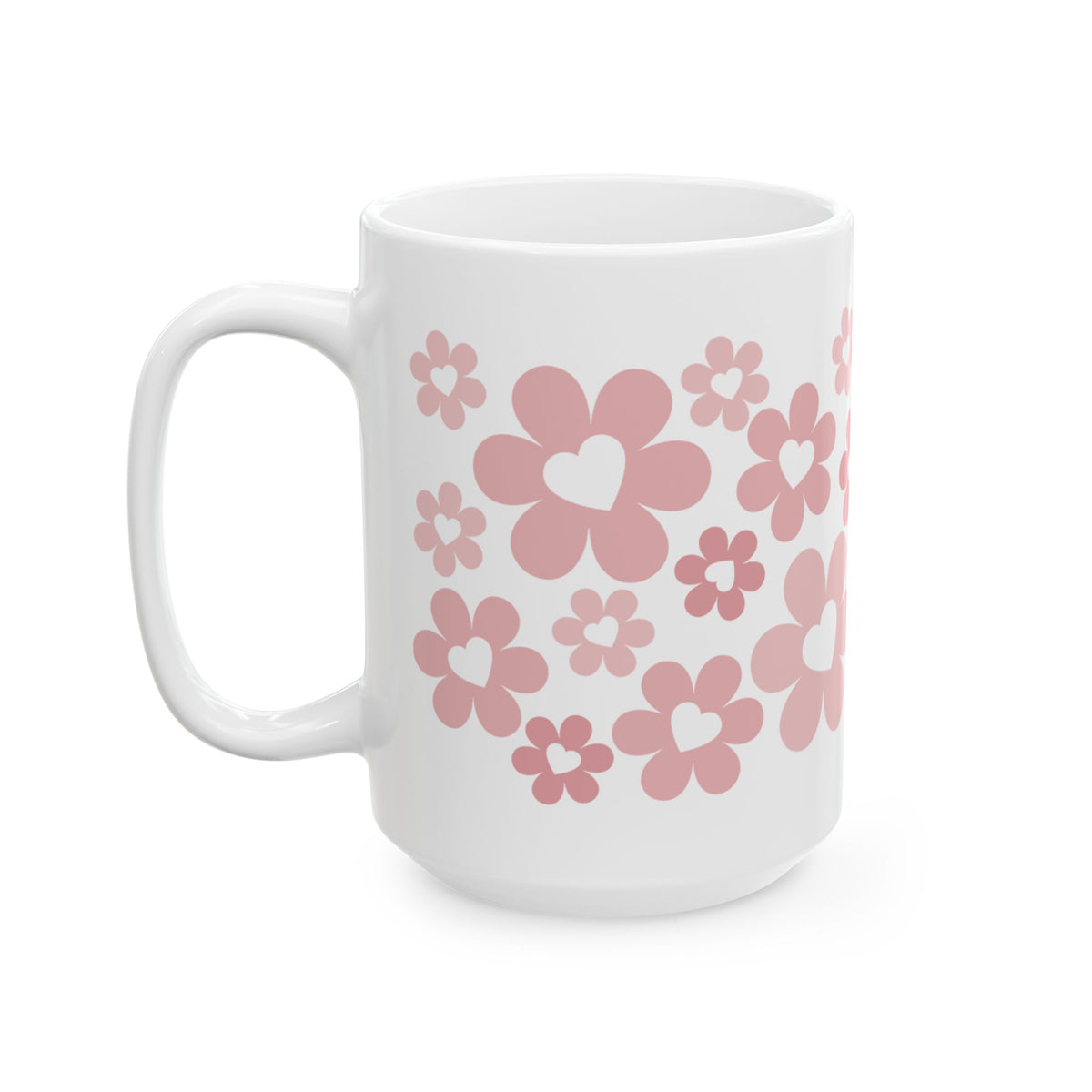 Bouquet of Love Mug — Pink Retro Floral Coffee Cup (11oz, 15oz)