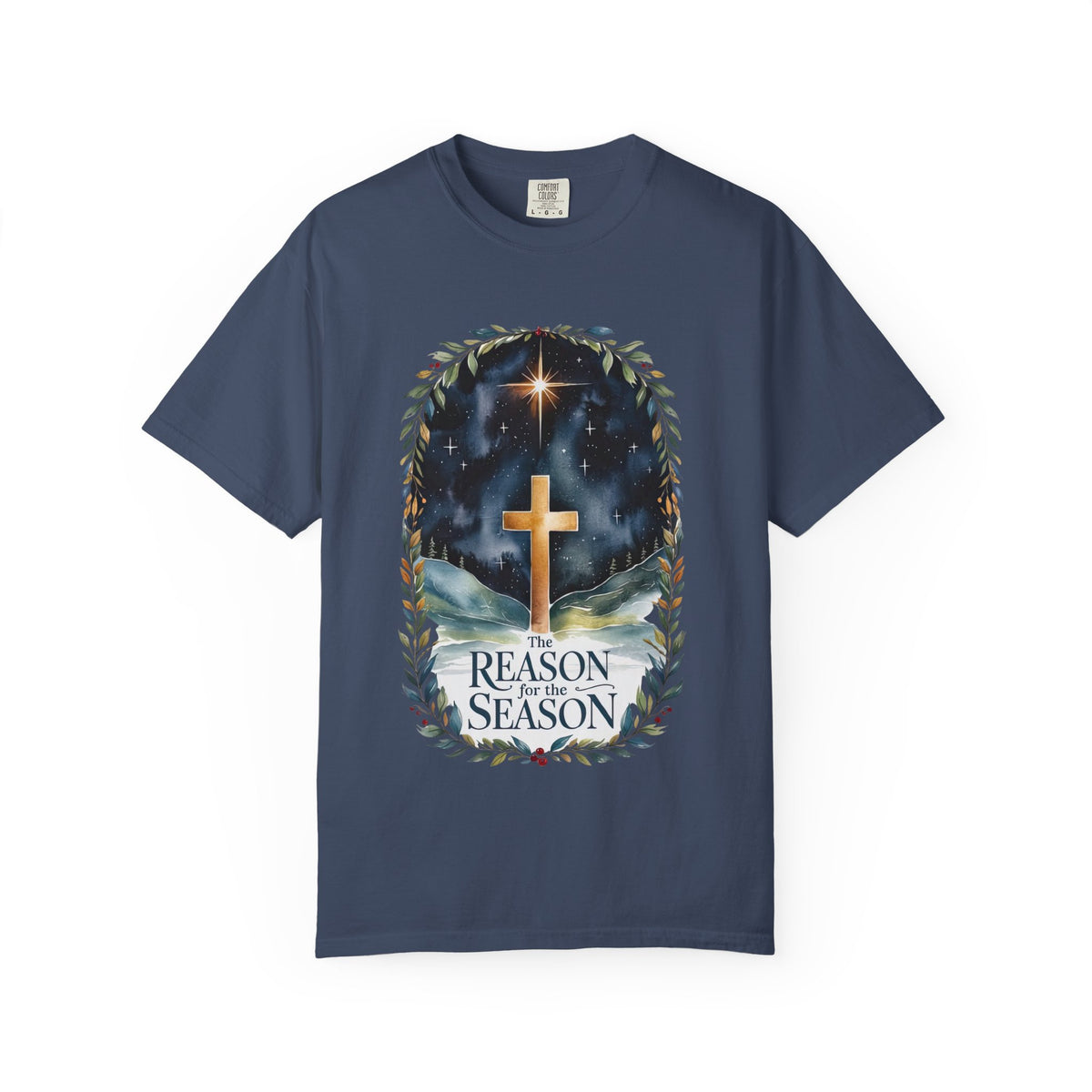The Reason for the Season Christmas T-Shirt Christian Cross Graphic Tee