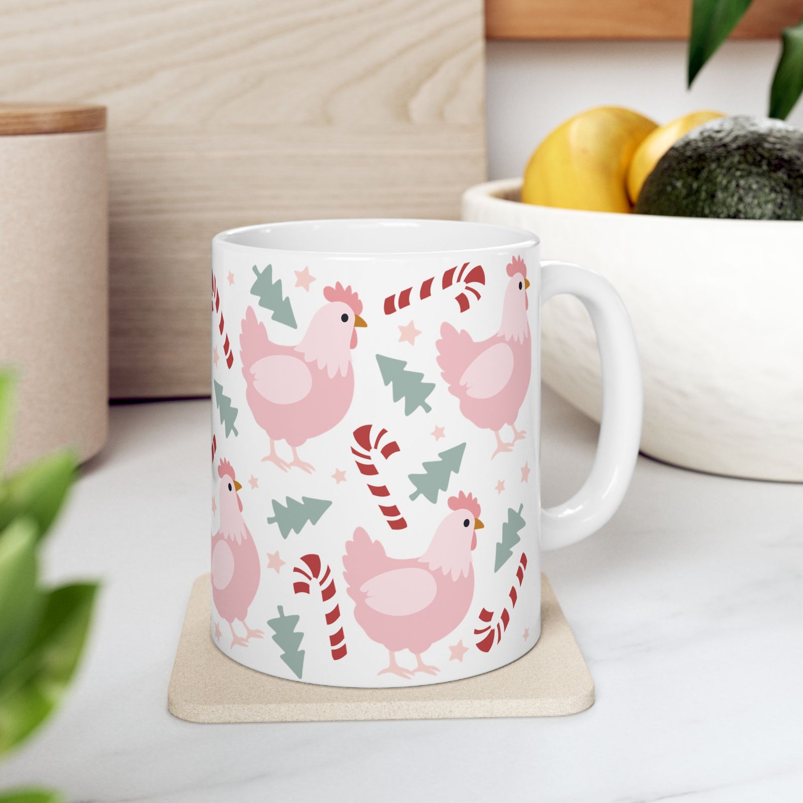Christmas Chickens Ceramic Mug Coffee Cup (11oz & 15oz)