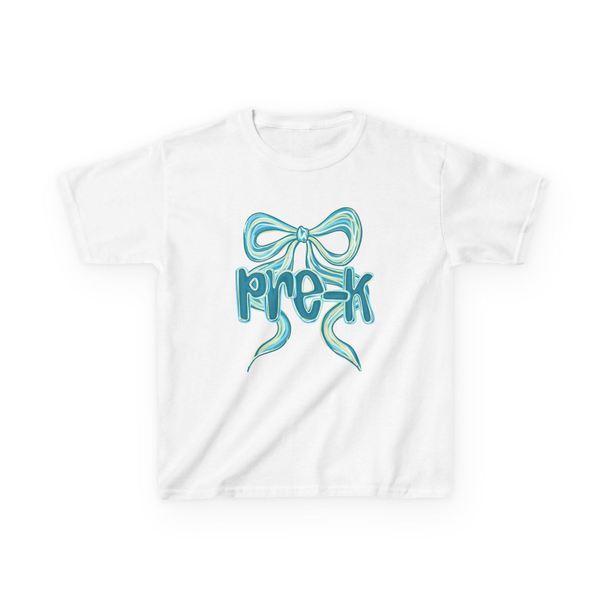 Pre-K Kids Tee Cute Blue Coquette Bow Back to School Preschool T-Shirt
