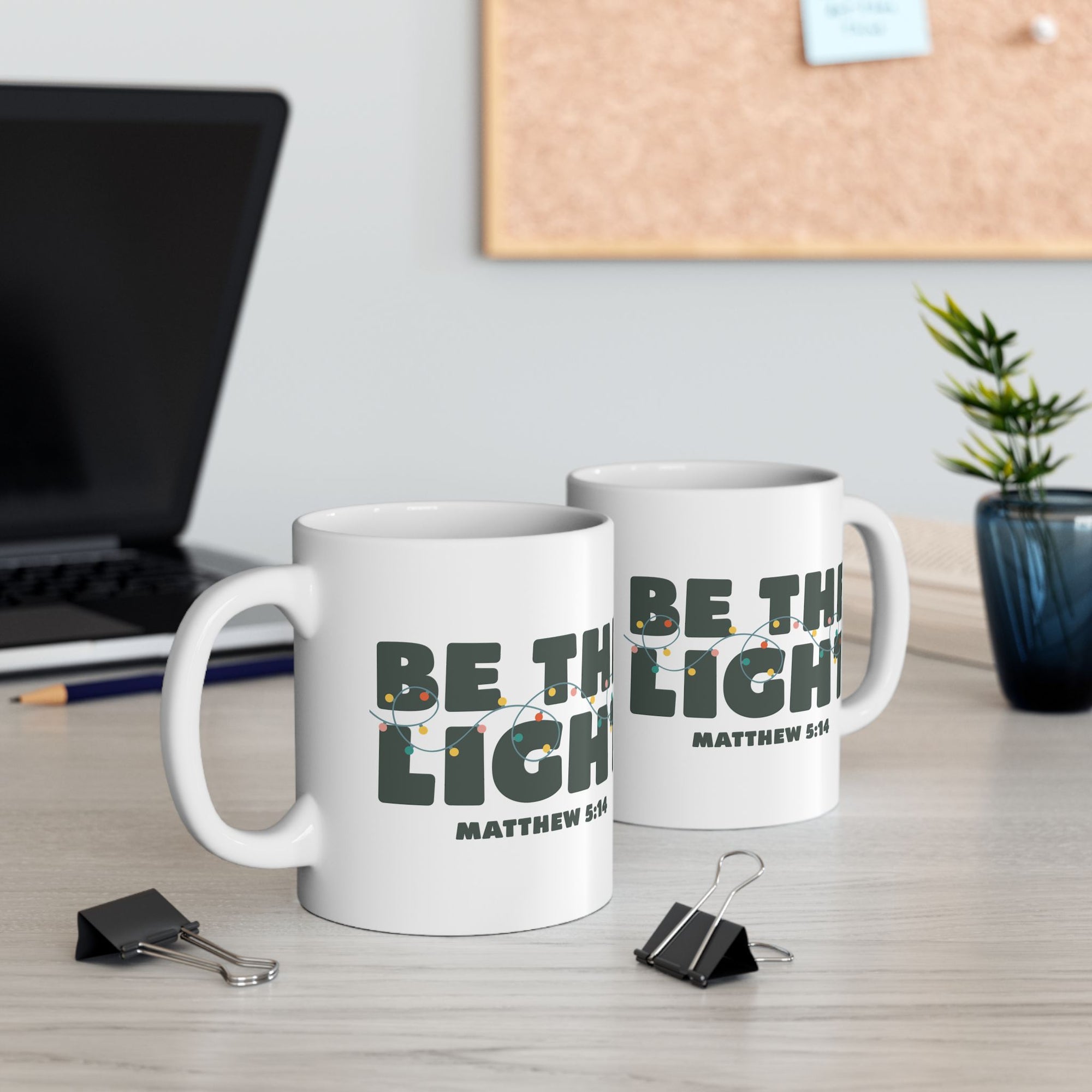 Be the Light Matthew 5:14 Christmas Mug – Holiday Ceramic Coffee Cup - Sydney So Sweet