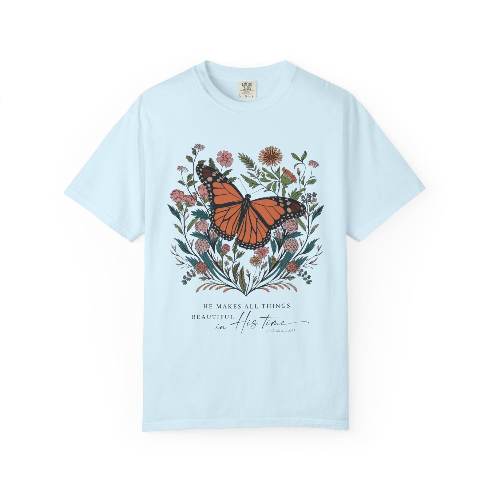 He Makes All Things Beautiful T-Shirt Christian Butterfly Graphic Tee