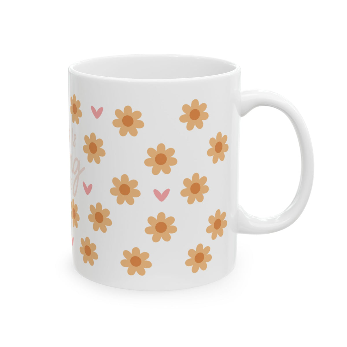 She Is Strong Ceramic Mug — Proverbs 31:25 Yellow Floral Inspirational Coffee Cup