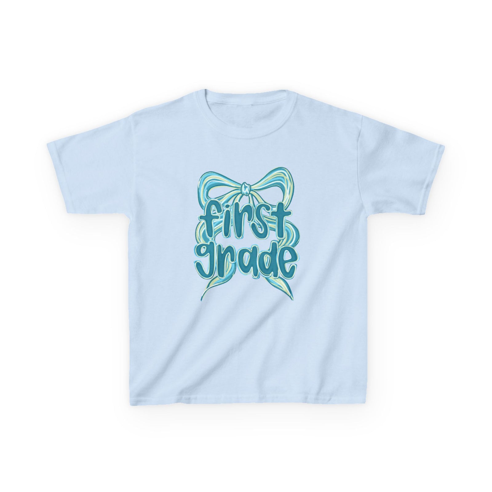 First Grade Kids Tee Cute Blue Coquette Bow Back to School 1st Grade T-Shirt