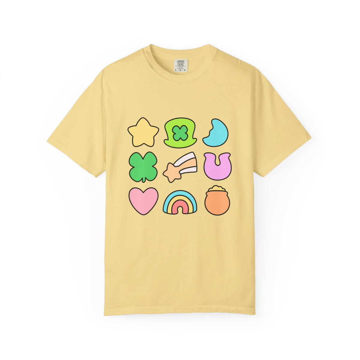 Lucky Charm Icons Graphic T-Shirt Pastel St. Patrick’s Day Unisex Short Sleeve Tee