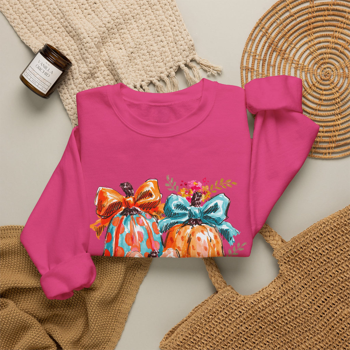 Floral Preppy Coquette Fall Pumpkin Sweatshirt Cute Watercolor Graphic Pullover