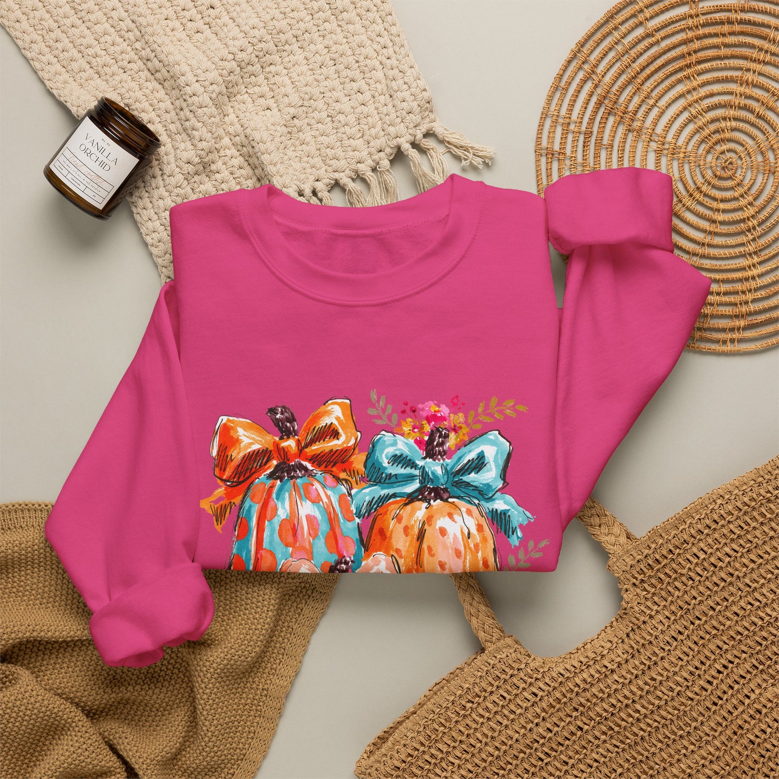 Floral Preppy Coquette Fall Pumpkin Sweatshirt Cute Watercolor Graphic Pullover