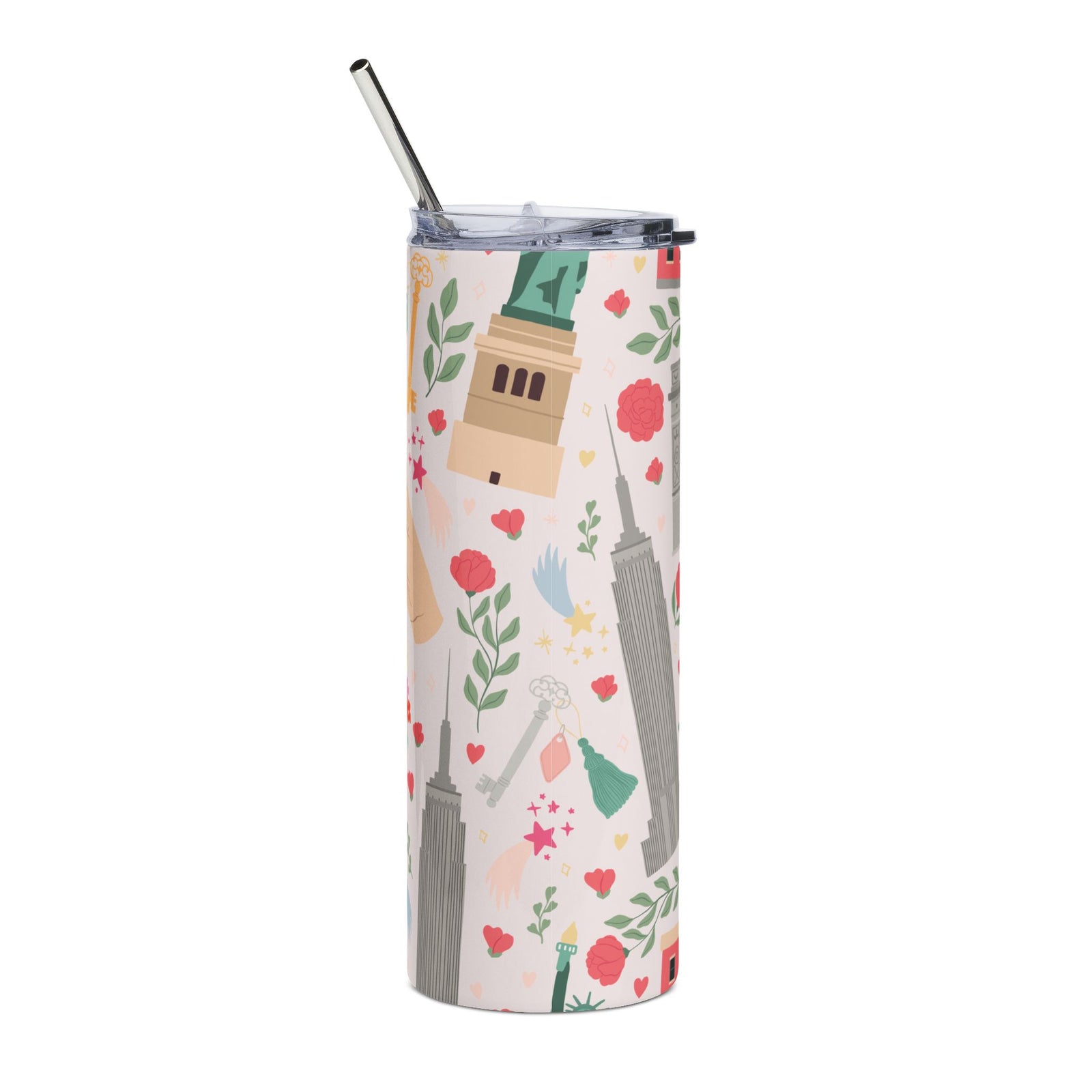 NYC Girly Floral 20oz Floral Stainless Tumbler Insulated Travel Cup - Sydney So Sweet