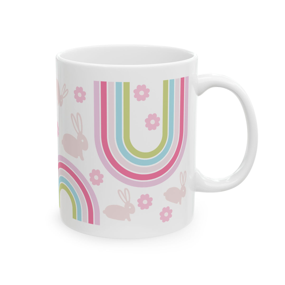 Pastel Bunny Rainbow Cute Ceramic Mug Coffee Cup (11oz & 15oz)