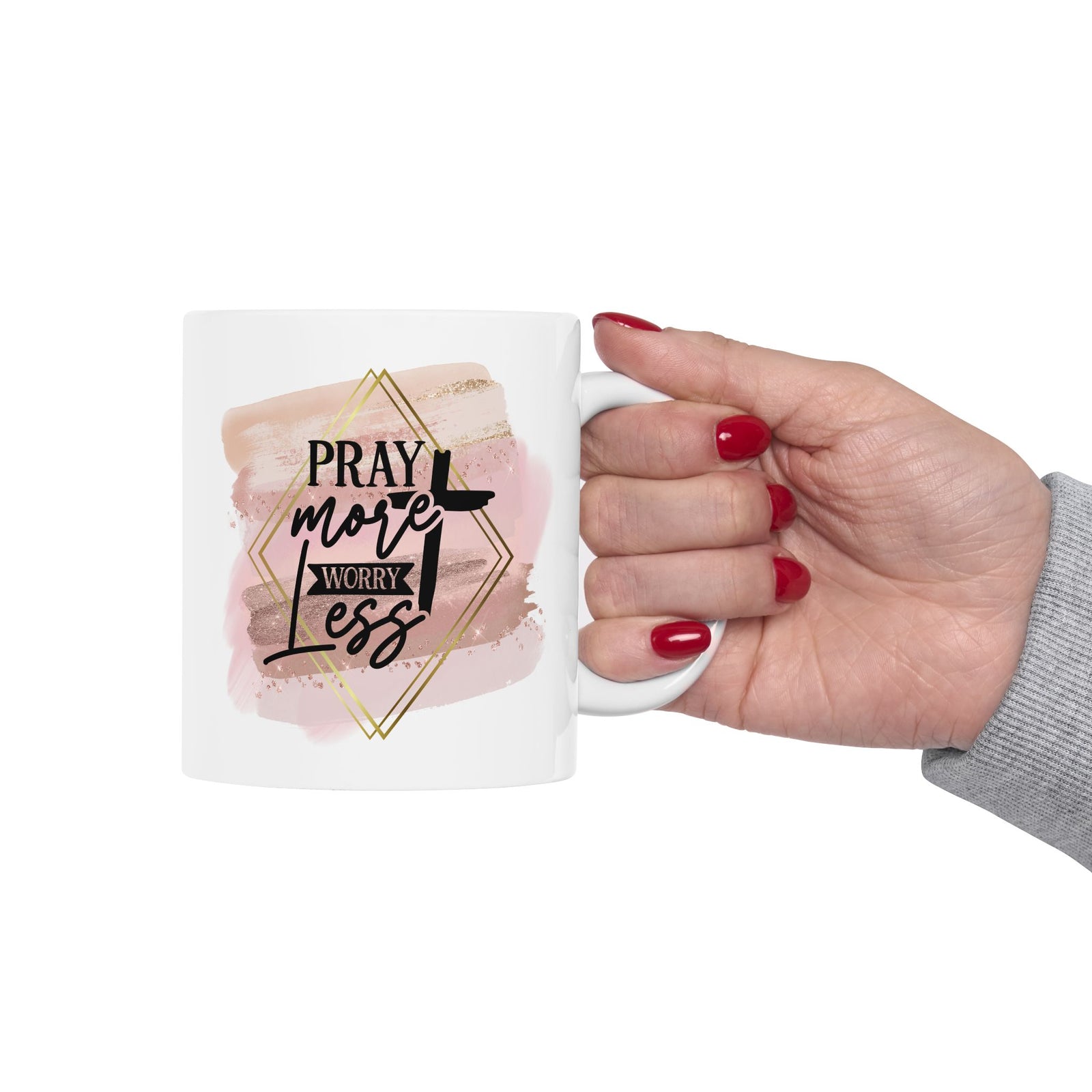 Pray More Worry Less Christian Inspirational Ceramic Mug (11oz, 15oz)