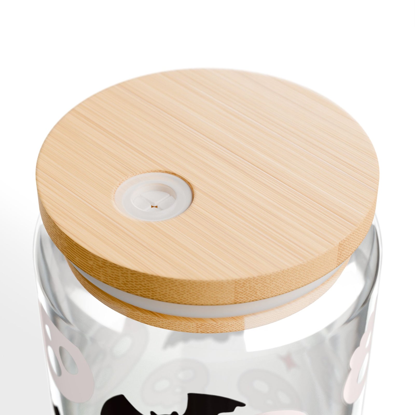Spooky Halloween Skull & Bats Sipper Glass 16oz Reusable Drink Jar with Lid & Straw