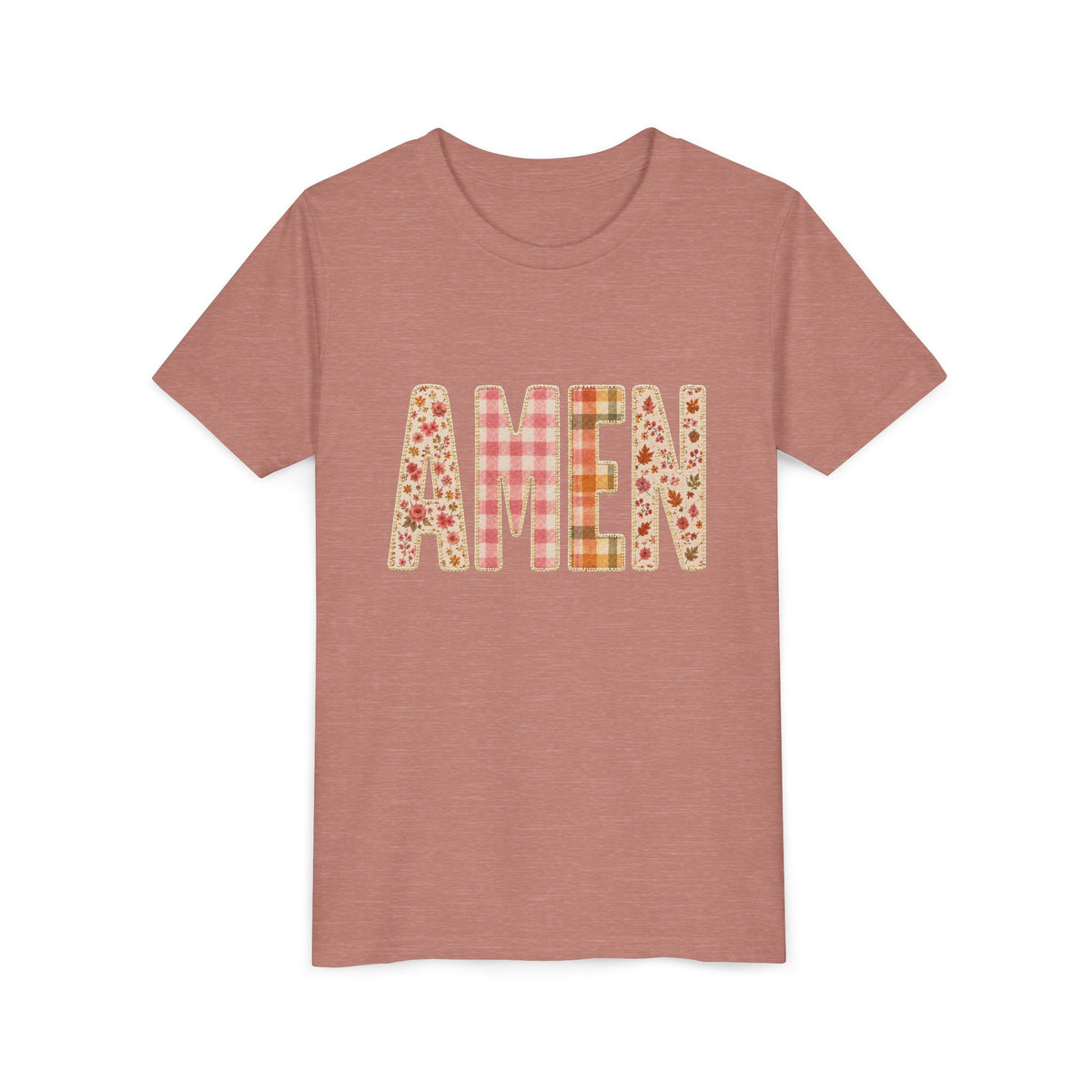 AMEN Floral Plaid Tee Kids Christian Graphic T-Shirt